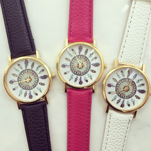 Reloj de Moda con Diseño de Pluma de Pavo Real Indio - Image 6