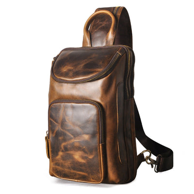 Bolsa de Pecho Retro en Cuero Crazy Horse Premium para Hombre - Image 2