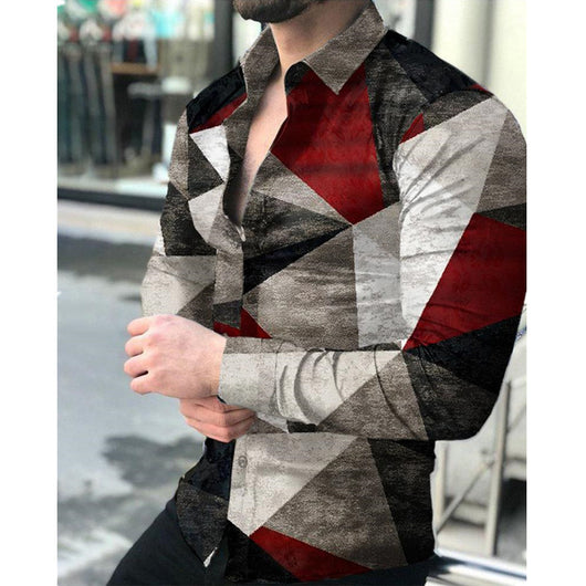 Camisa Casual Estampada de Manga Larga para Hombre - Image 3