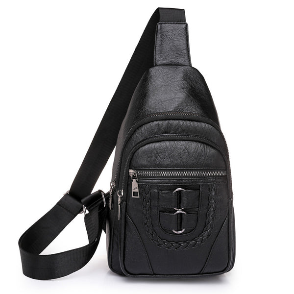 Bolso de Cuero PU Texturizado con Compartimento en el Pecho - Image 6