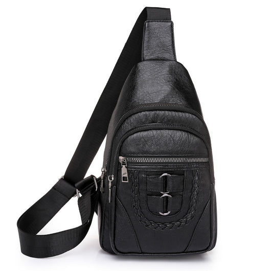 Bolso de Cuero PU Texturizado con Compartimento en el Pecho - Image 6