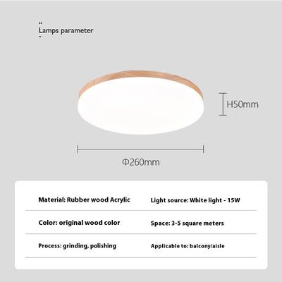 Lámpara de Techo LED Redonda Minimalista Nórdica en Madera Maciza - Image 3