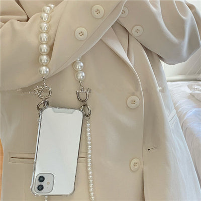 Funda Crossbody de Espejo Helado con Cadena de Perlas - Image 3