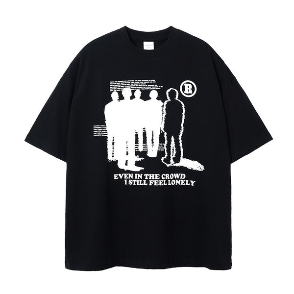 Camiseta Oversized de Algodón para Hombre con Estampado Gótico Punk