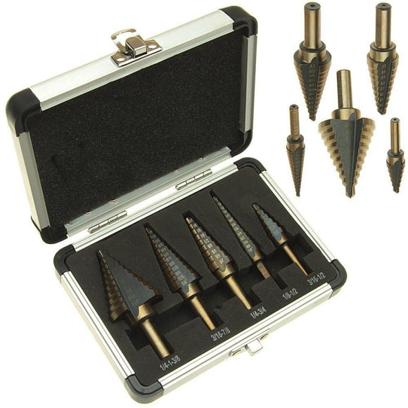 Set de 5 Brocas para Taladro de Banco con Caja de Aluminio