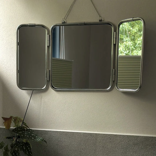 Espejo Tríptico de Pared Moderno en Acero Inoxidable para Baño y Tocador - Image 10