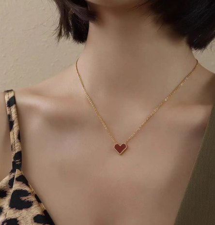 Collar Corazón Melocotón Estilo Francés de Acrílico - Image 7