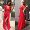 Vestido Maxi Bodycon Mujer Cuello V Manga Corta con Diseño de Lunares