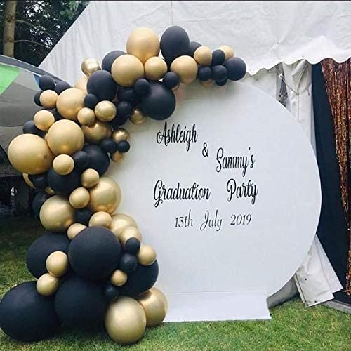 Juego de Globos Látex Negro y Dorado de 18 Pulgadas para Cumpleaños con Cadena Decorativa