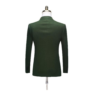 Traje Business Casual Verde Terciopelo para Hombre - Image 3