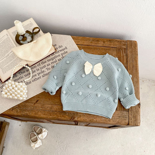 Blusa Infantil de Algodón con Moño y Mangas Largas
