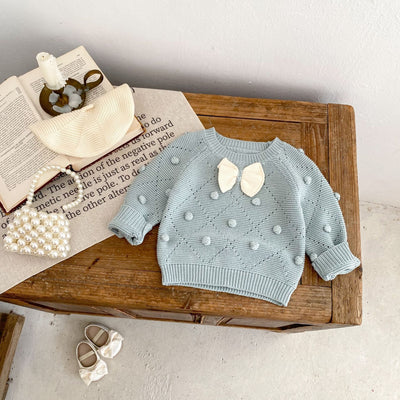 Blusa Infantil de Algodón con Moño y Mangas Largas