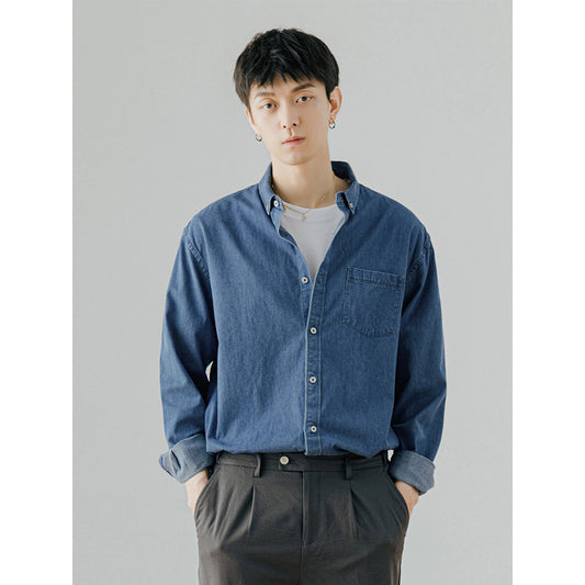 Camisa Denim Manga Larga Casual para Hombre - Estilo Versátil y Moderno - Image 2