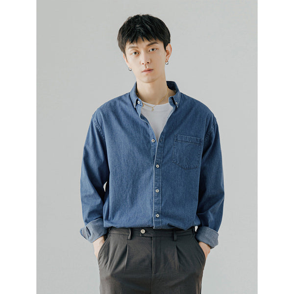 Camisa Denim Manga Larga Casual para Hombre - Estilo Versátil y Moderno