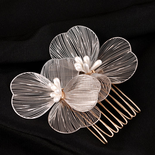 Peineta Nupcial de Flores Doradas - Accesorio de Ensueño para Novia - Image 19
