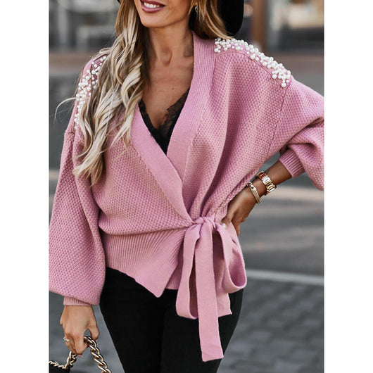 Cardigan Tejido para Mujer con Mangas Anchas y Cordones - Image 10