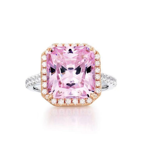 Anillo de Diamante Cuadrado en Plata Esterlina Chapada en Oro - Image 2