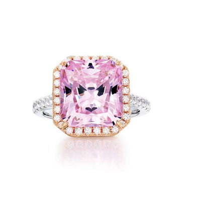 Anillo de Diamante Cuadrado en Plata Esterlina Chapada en Oro - Image 2