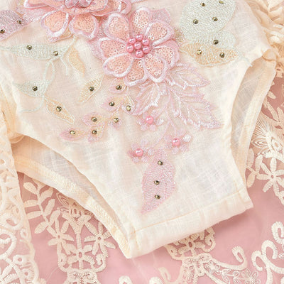 Falda Mesh con Patrón de Pétalos Bordados y Cuentas - Image 4