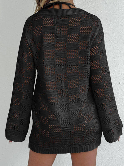 Blusa Tejida Calada de Manga Larga Estilo Europeo - Image 13