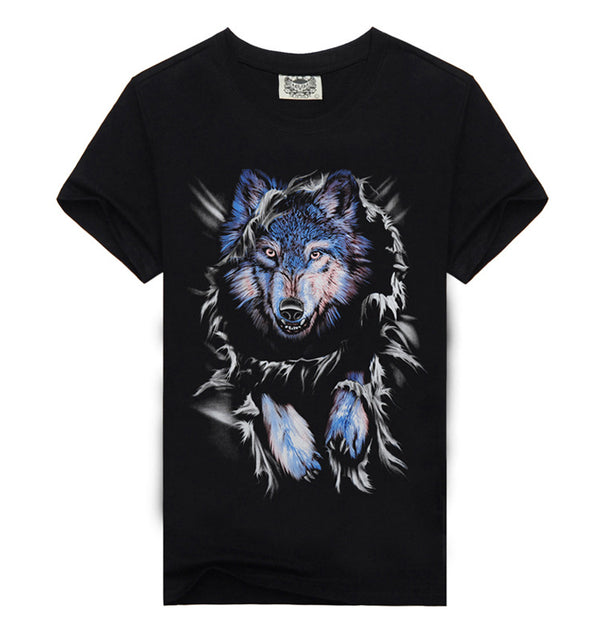 Playera Azul Lobo de Manga Corta