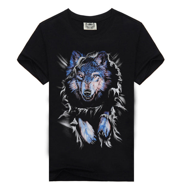 Playera Azul Lobo de Manga Corta