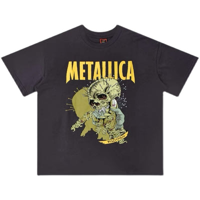 Camiseta Suelta Rock Skull Estampado Manga Corta - Image 10