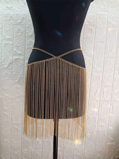 Falda con Cadena de Costura y Flecos Metalizados - Image 12