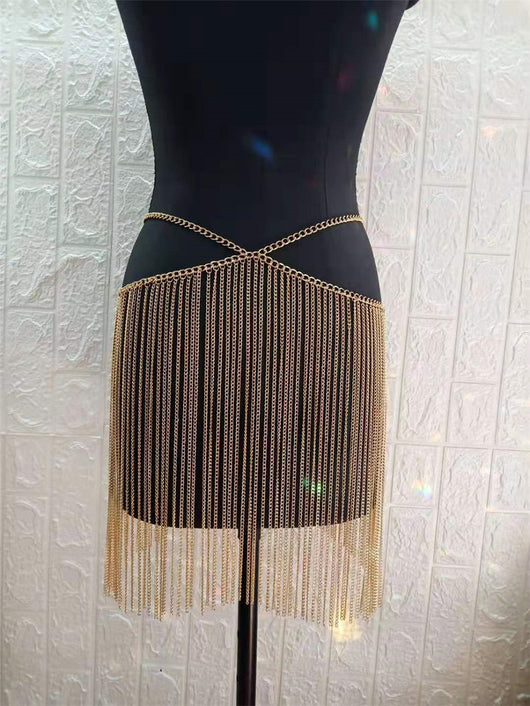 Falda con Cadena de Costura y Flecos Metalizados - Image 12
