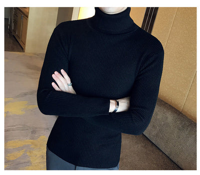 Suéter Cuello Alto Slim Fit en Colores Sólidos para Hombre - Image 3