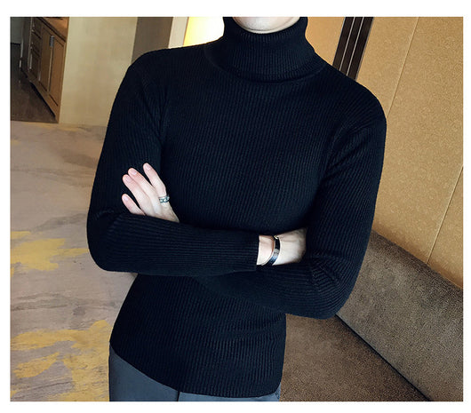 Suéter Cuello Alto Slim Fit en Colores Sólidos para Hombre - Image 3