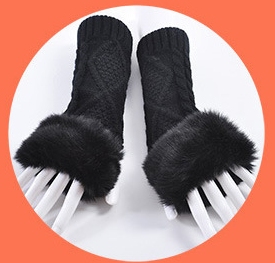 Guantes Mitón Cálidos de Pelo de Conejo para Mujer - Estilo Coreano Otoño Invierno - Image 2