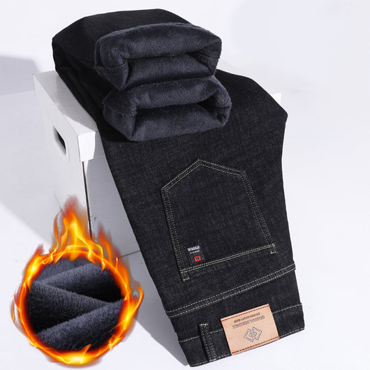 Pantalones Vaqueros Gruesos Forrados en Fleece para Hombre Talla Grande - Image 6