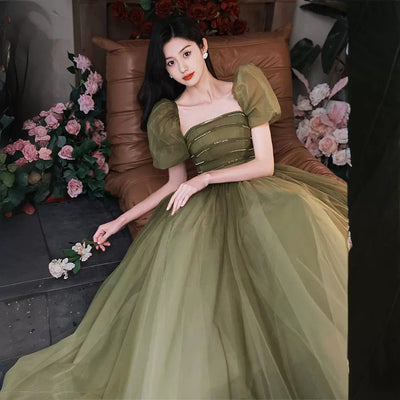 Vestido de Noche Mori Style Verde Esmeralda Ajustado Elegante - Image 3