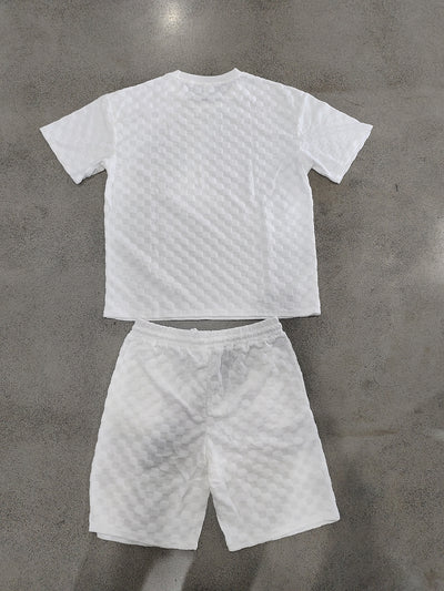 Conjunto de Playera y Shorts Casuales a Cuadros para Hombre - Image 27