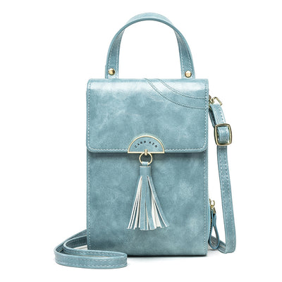 Bolso Bandolera de Cuero Encerado Estilo Coreano con Borlas para Mujer - Image 4