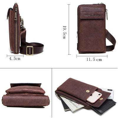 Bolsa Vintage para Celular en Cuero Crazy Horse - Estilo Retro para Hombre - Image 14