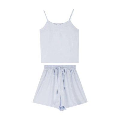 Conjunto de Tres Piezas Escolar Coreano con Short de Malla Estampada y Tirantes - Image 8