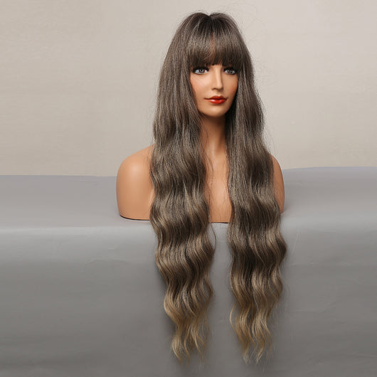 Cabello Rizado Castaño con Transición Dorada - Image 4