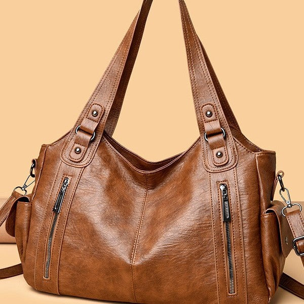 Bolsa de Hombro Texturizada Minimalista de Gran Capacidad para Mujer