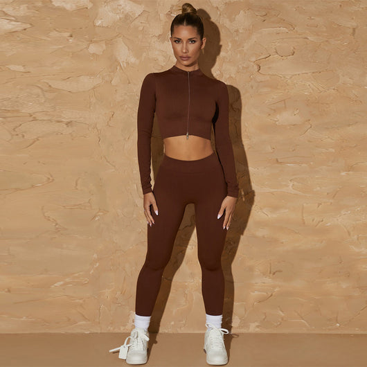 Conjunto de Yoga Sin Costuras para Mujer - Buzo y Leggings Térmicos con Cierre - Image 3