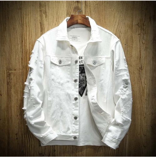 Chaqueta de Mezclilla Suelta con Detalles Rotos para Hombre - Image 7