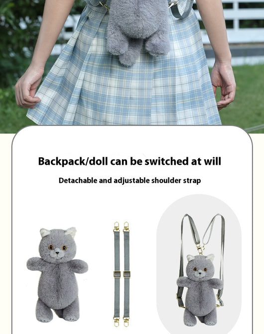 Bolso Bandolera Gato Adorable de Peluche Simulado - Image 9
