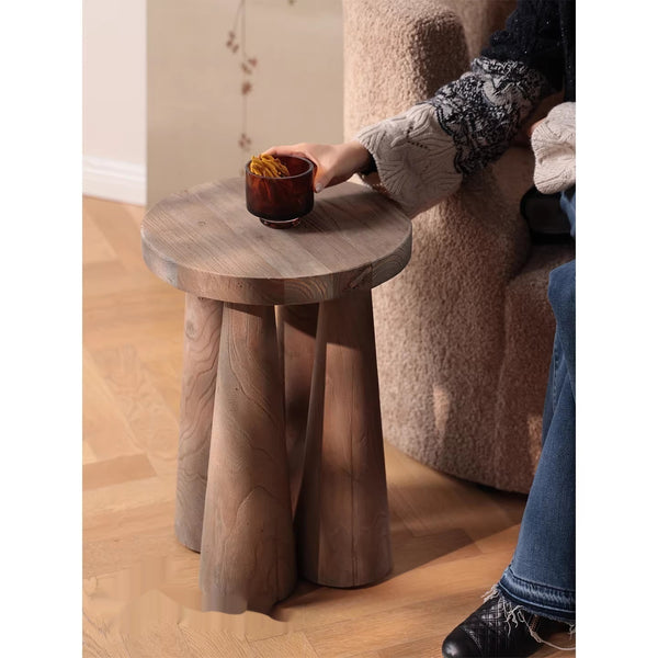 Mesa Auxiliar de Madera de Olmo Macizo para Sala y Balcón - Image 5