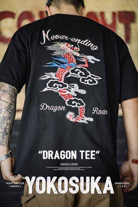 Playera Retro Americana con Bordado de Dragón Ziling - Image 8