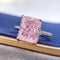 Plateado High Carbon Diamond 8X10mm Radiant Cut Ring Women Rosado Number5