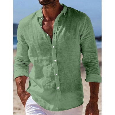 Camisa Casual de Algodón y Lino para Hombre - Image 12