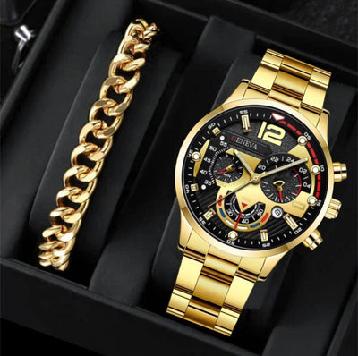 Set de 2 Relojes de Acero para Hombre con Pulsera - Diseño Ejecutivo Tres Ojos - Image 8