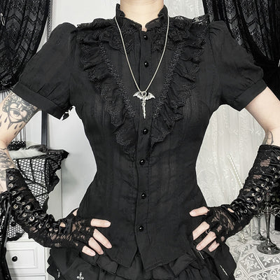 Camisa Jacquard Texturizada Estilo Gótico Oscuro Slim Versátil - Image 2