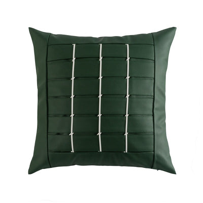 Funda de Almohada de Cuero PU con Diseño Geométrico y Tela Tecnológica - Image 8